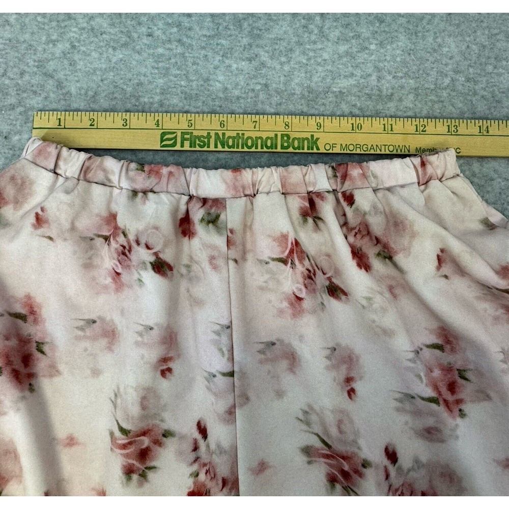 Pink Floral Skirt Womens Small Feminine Flowing Sheer Layer Over Satin Like Slip - Picture 3 of 10